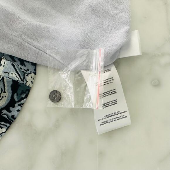 GANNI Elm Georgette Mini Dress Blue Floral Size 40 Long Sleeve Modest Viscose - Picture 12 of 13